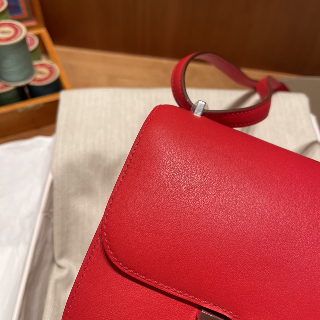 에르메스 콘스탄스18 레드 골드브라운 은장 스위프트